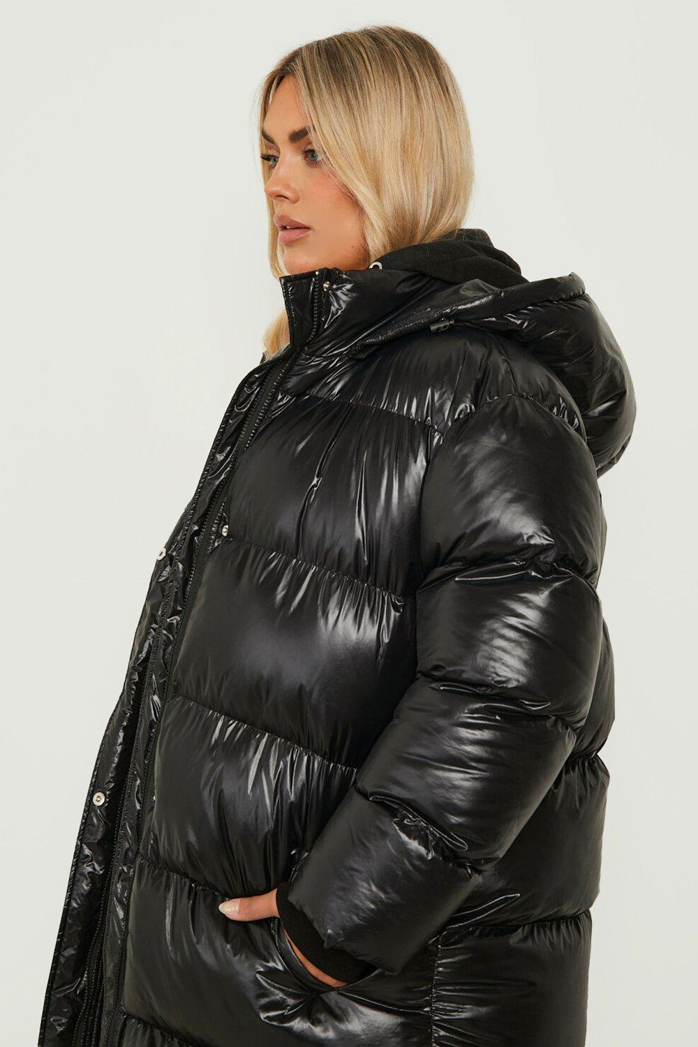 Boohoo shiny hot sale puffer jacket