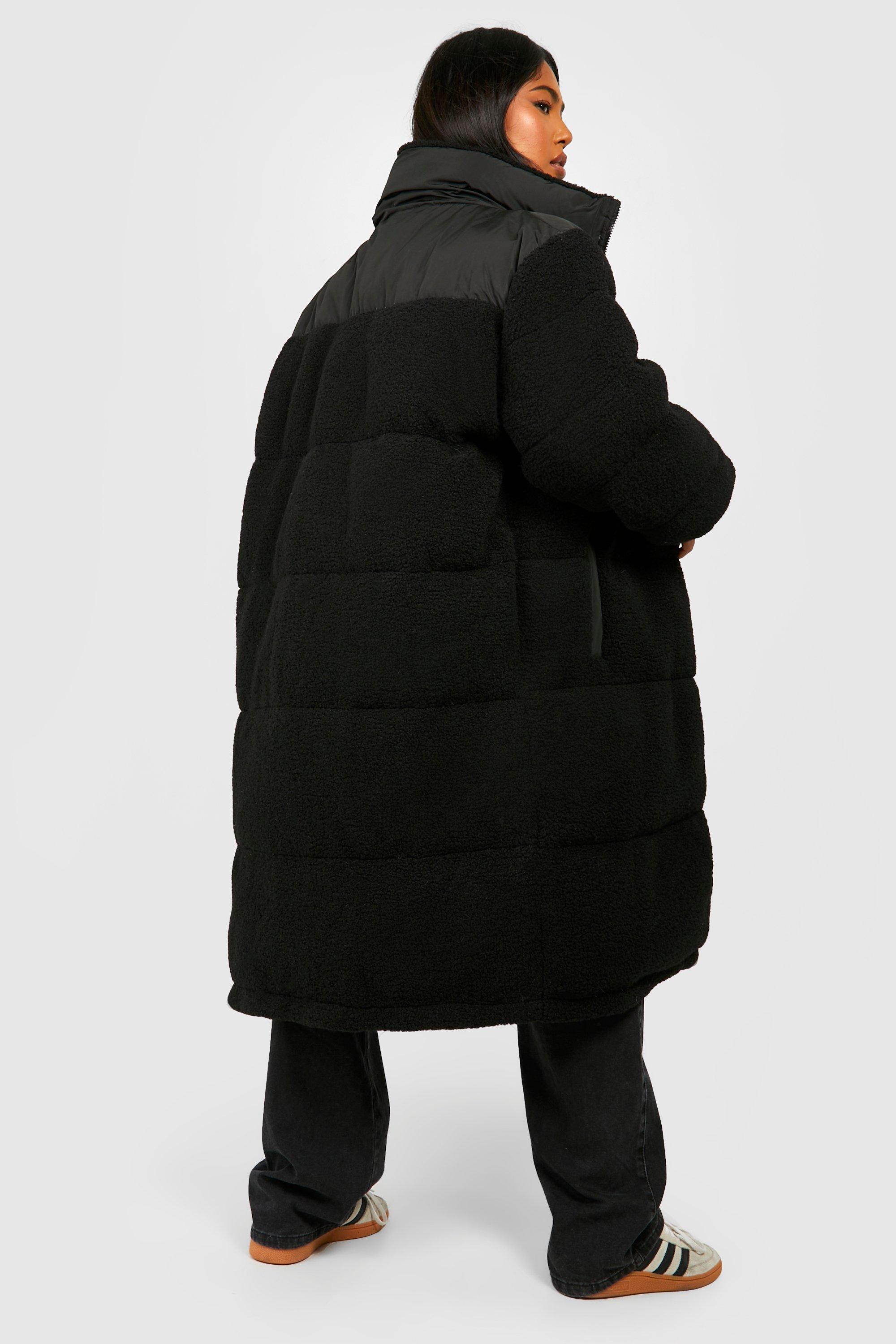 Black longline teddy coat deals