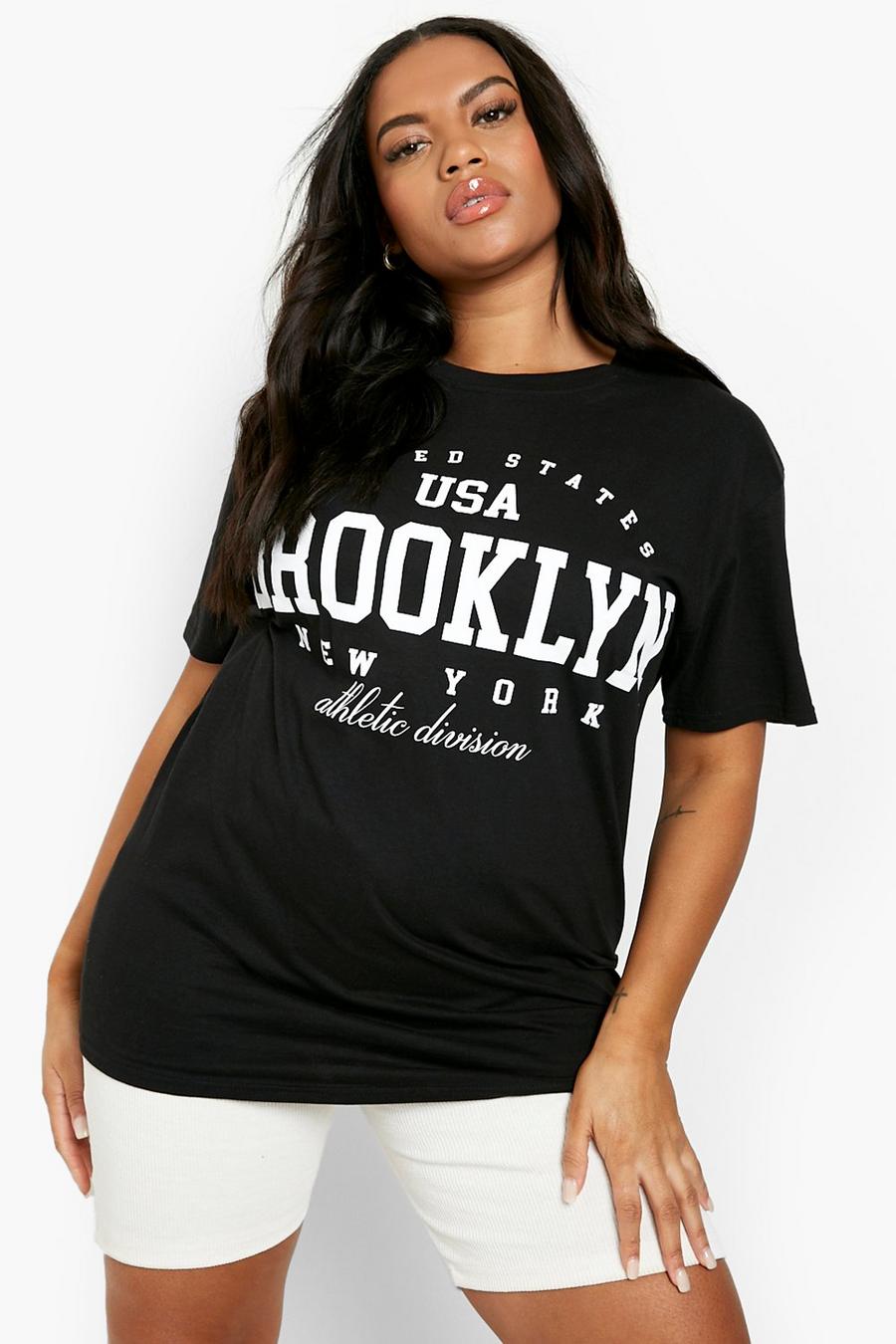 Black Plus Brooklyn Slogan T-Shirt image number 1