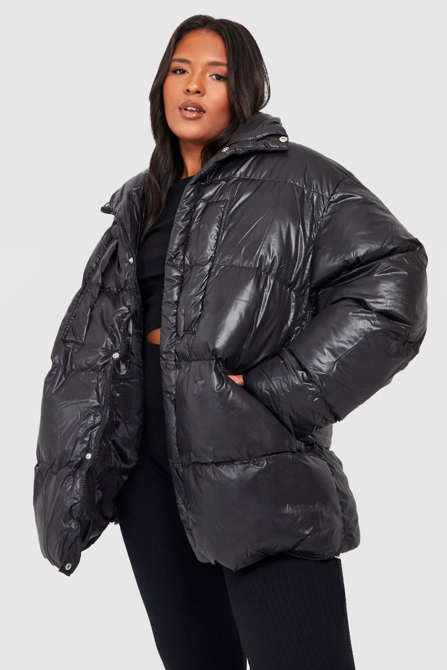 Black Plus Oversized Puffer Jacket