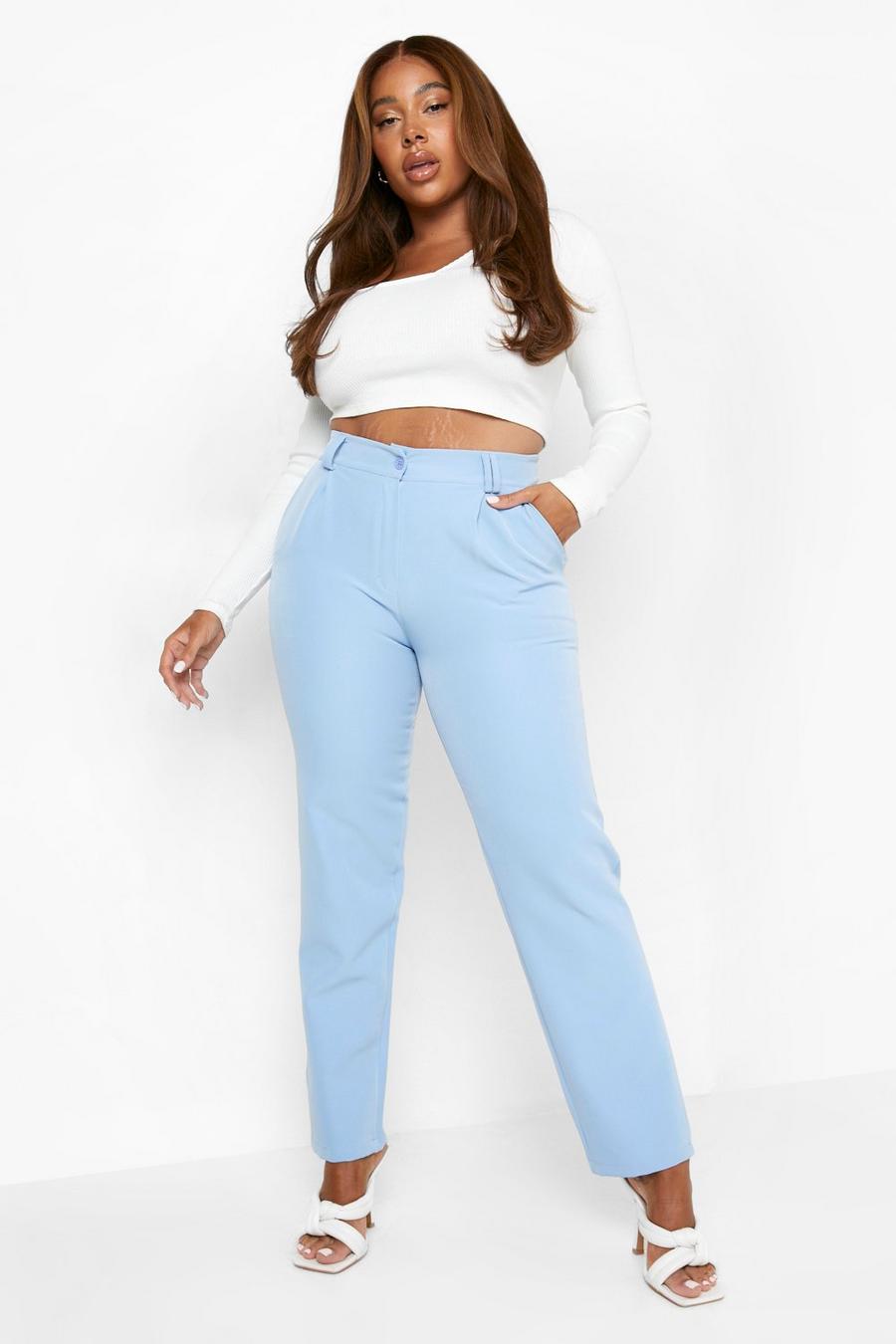 Blue Plus High Waist Tapered Pants image number 1