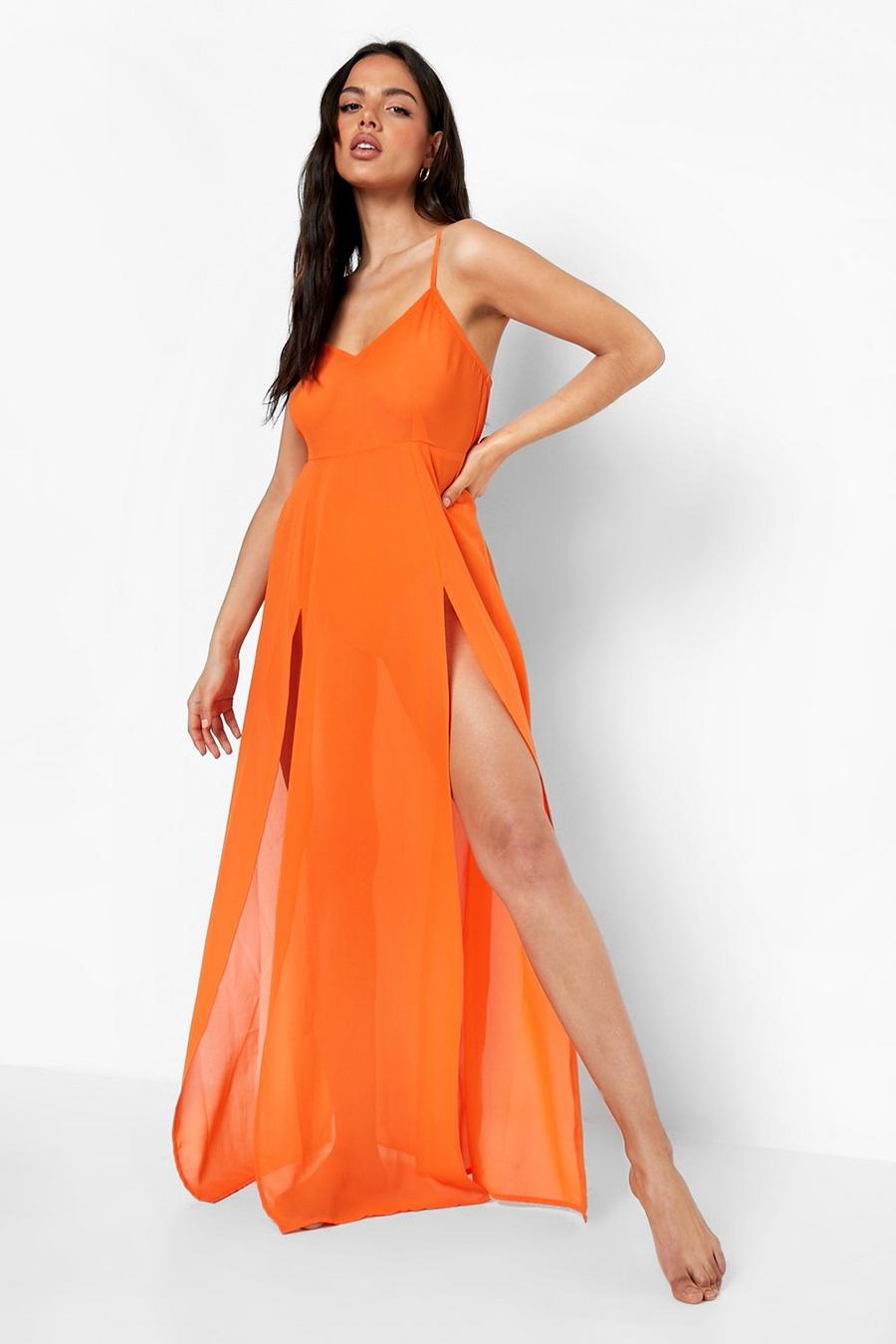 Orange Split Maxi Beach Dress image number 1