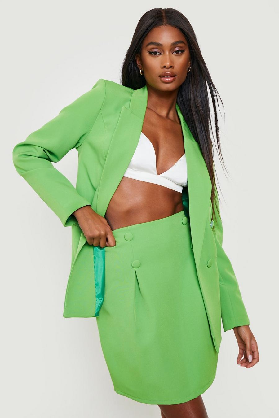 Mini-jupe de tailleur boutonnée, Emerald image number 1