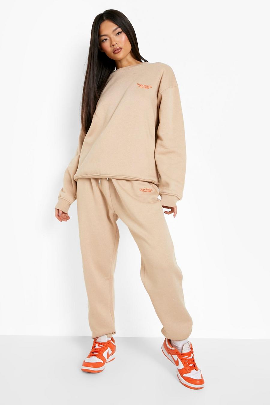 Stone beige Dsgn Studio Embroidered Sweater Tracksuit 