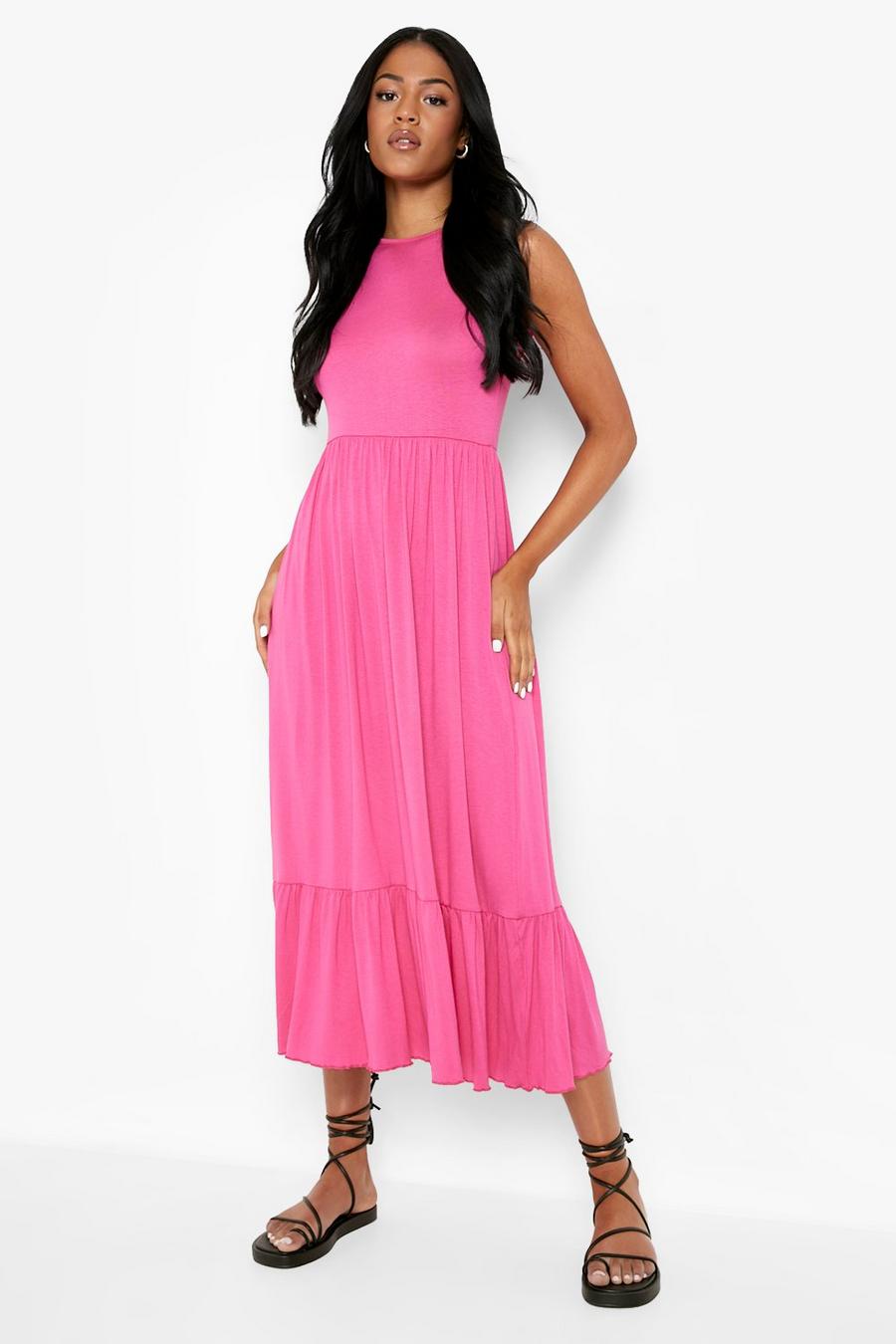 Hot pink Tall Frill Hem Midi Dress