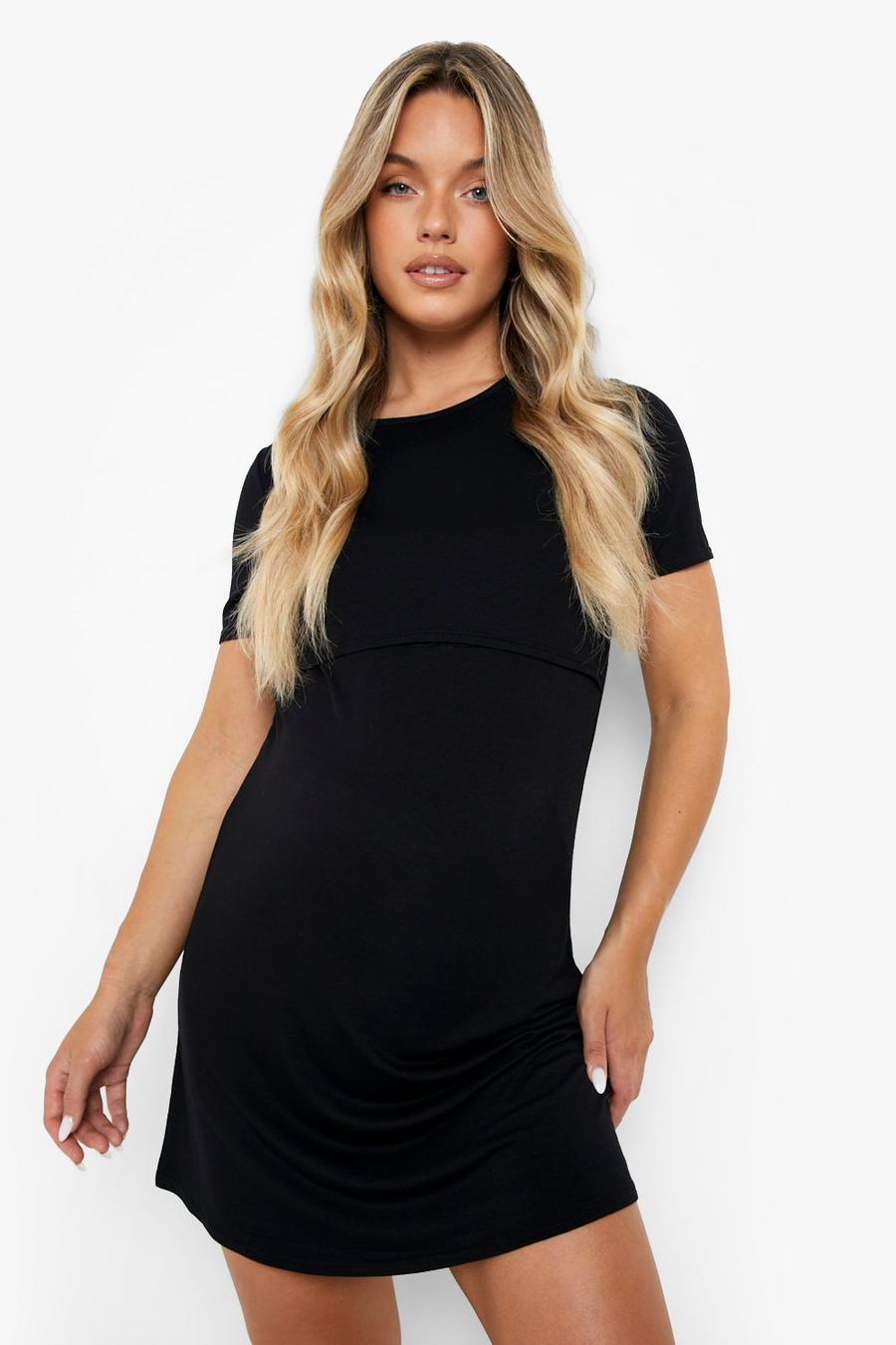 Black svart Maternity Nursing T-shirt Nightie