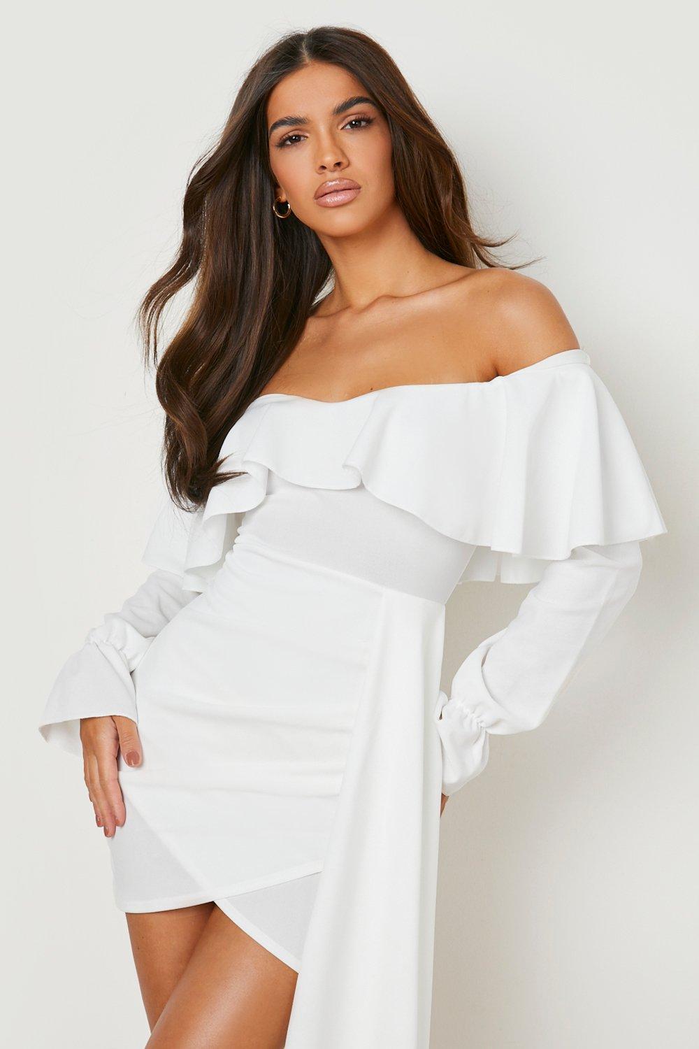 Missguided white frill dress sale