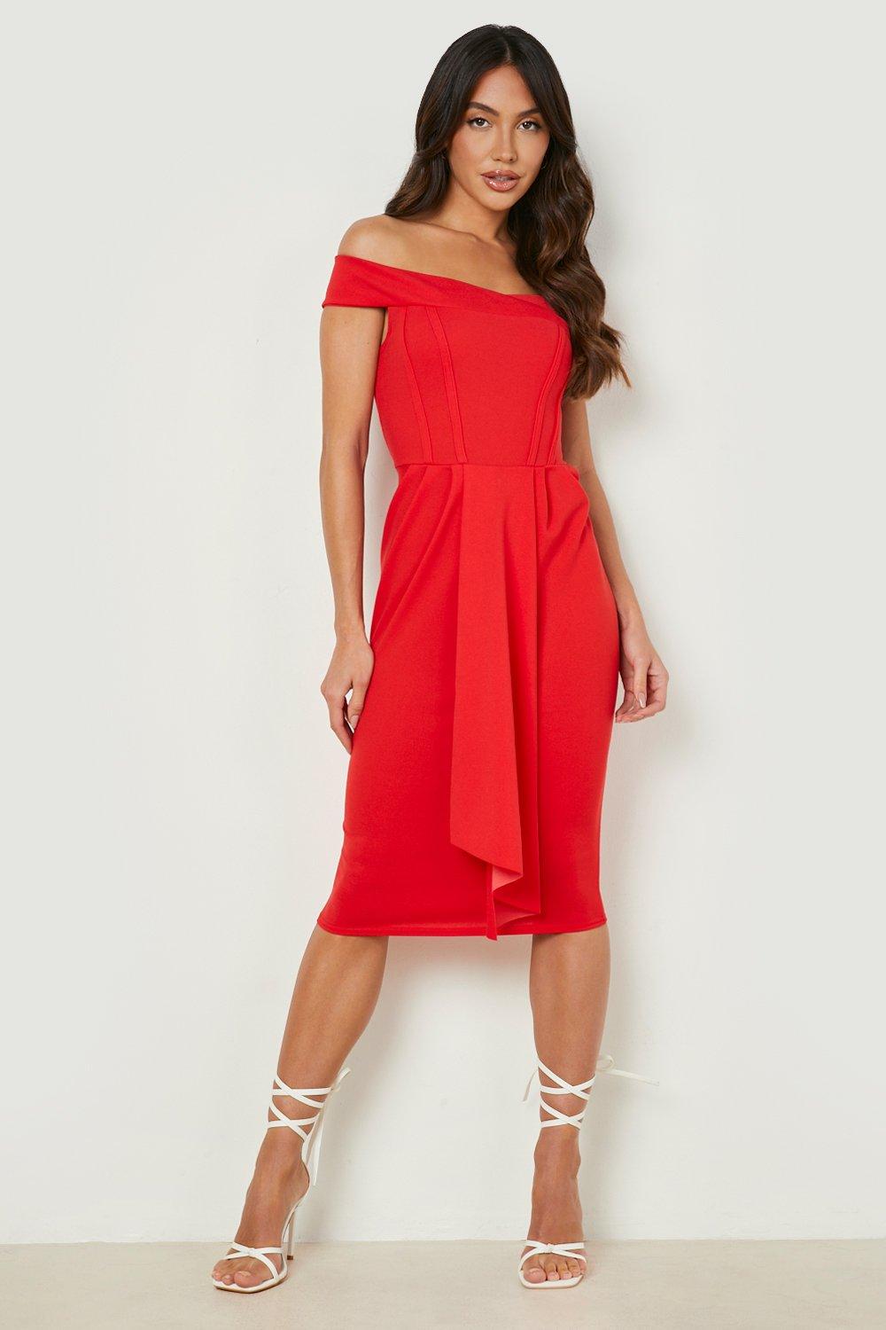 Red bardot sales midi dress