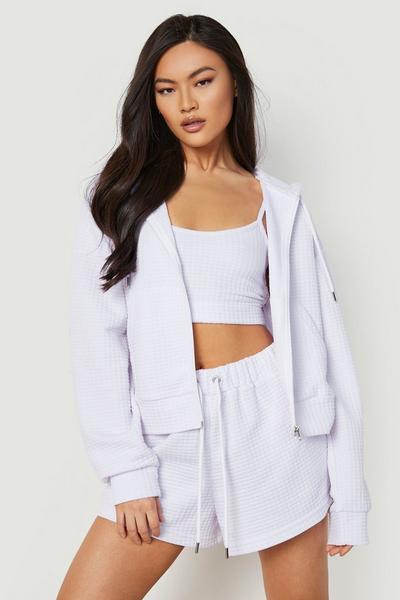 boohoo white Waffle Quilted Sweat Short