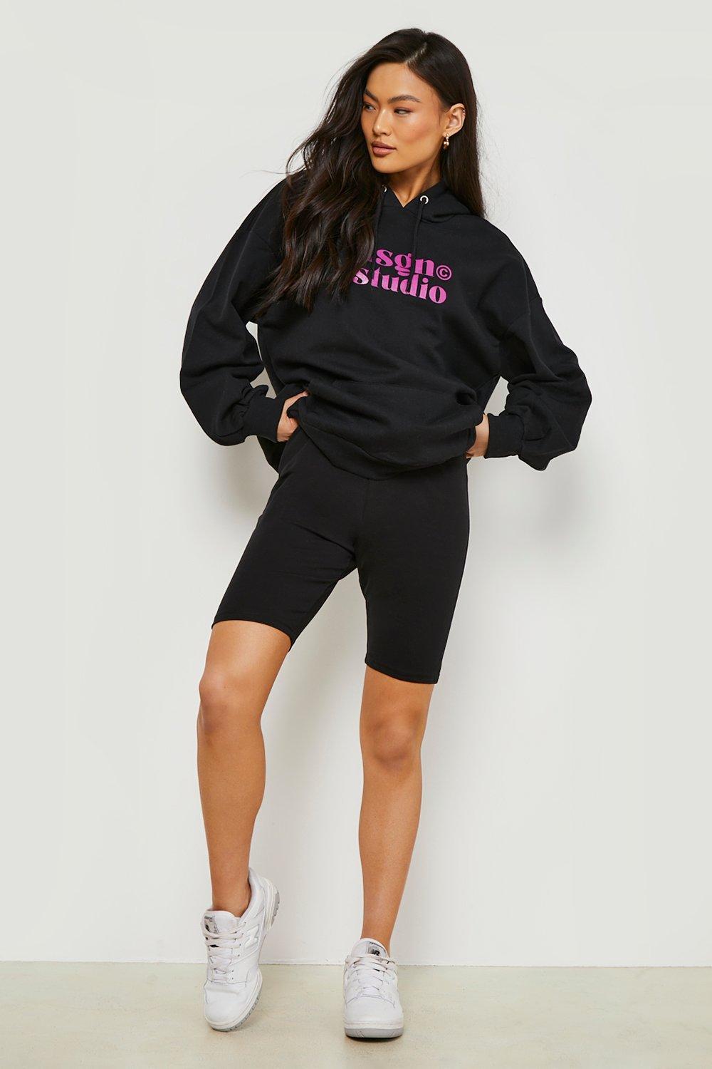 Printed Hoodie And Cycling Short Set boohoo