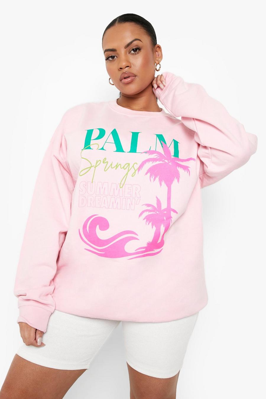 Pink Plus Palm Springs Graphic Print Sweatshirt image number 1