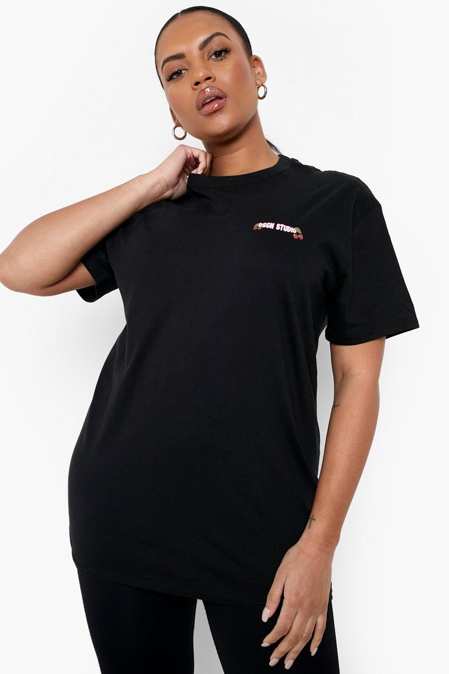 Plus T-Shirt mit Dsgn Studio Print, Black schwarz
