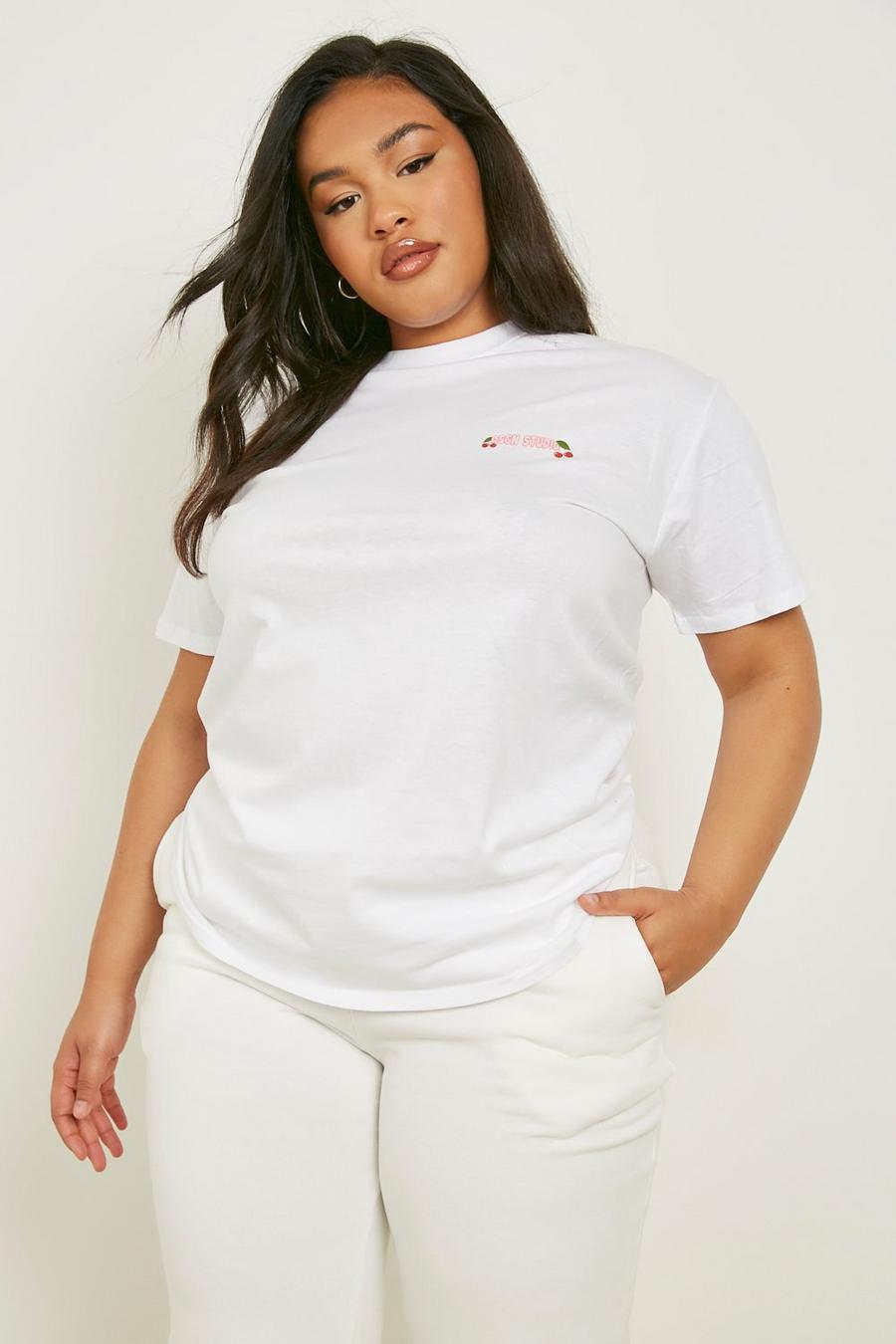 Plus T-Shirt mit Dsgn Studio Print, White