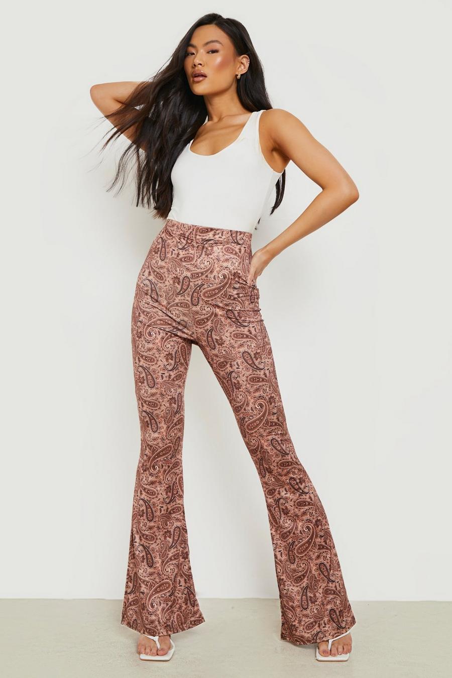 Women's Paisley Printed Slinky Flared Trousers