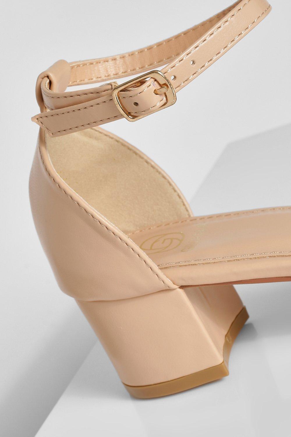 Beige low outlet block heels