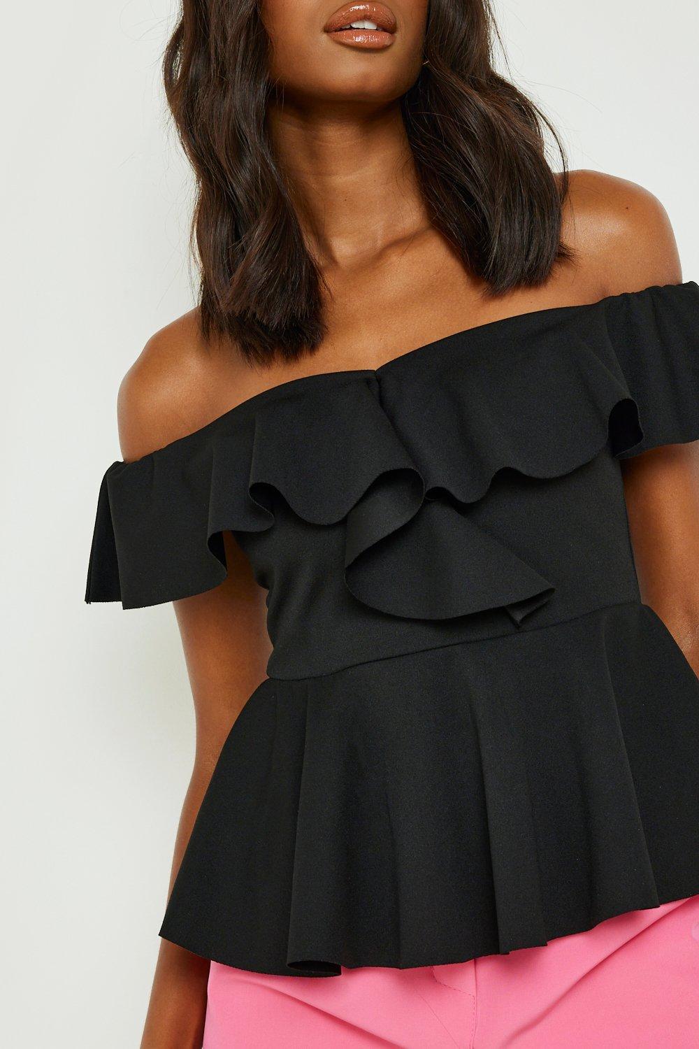 Black frill off the best sale shoulder top