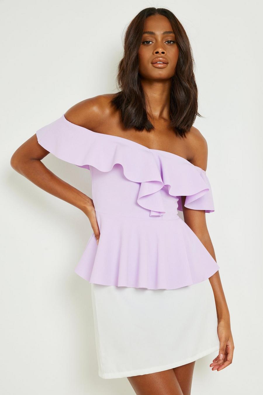 Lilac Frill Off The Shoulder Peplum Top image number 1