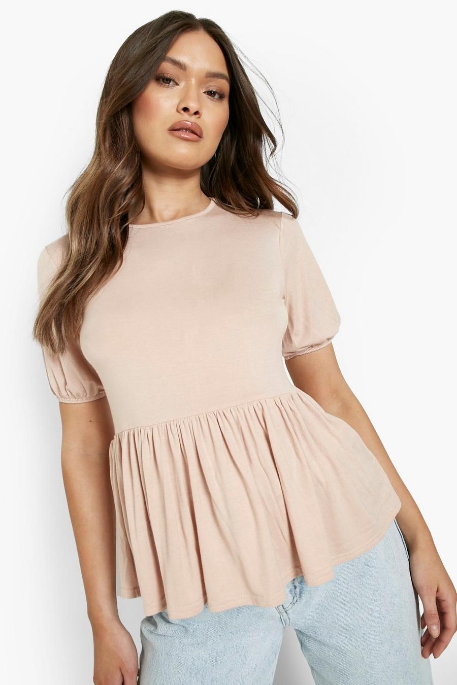 Blush Puff Sleeve Jersey Knit Smock Top image number 1