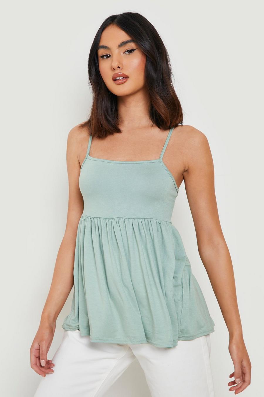 Sage Strappy Jersey Knit Smock Top image number 1