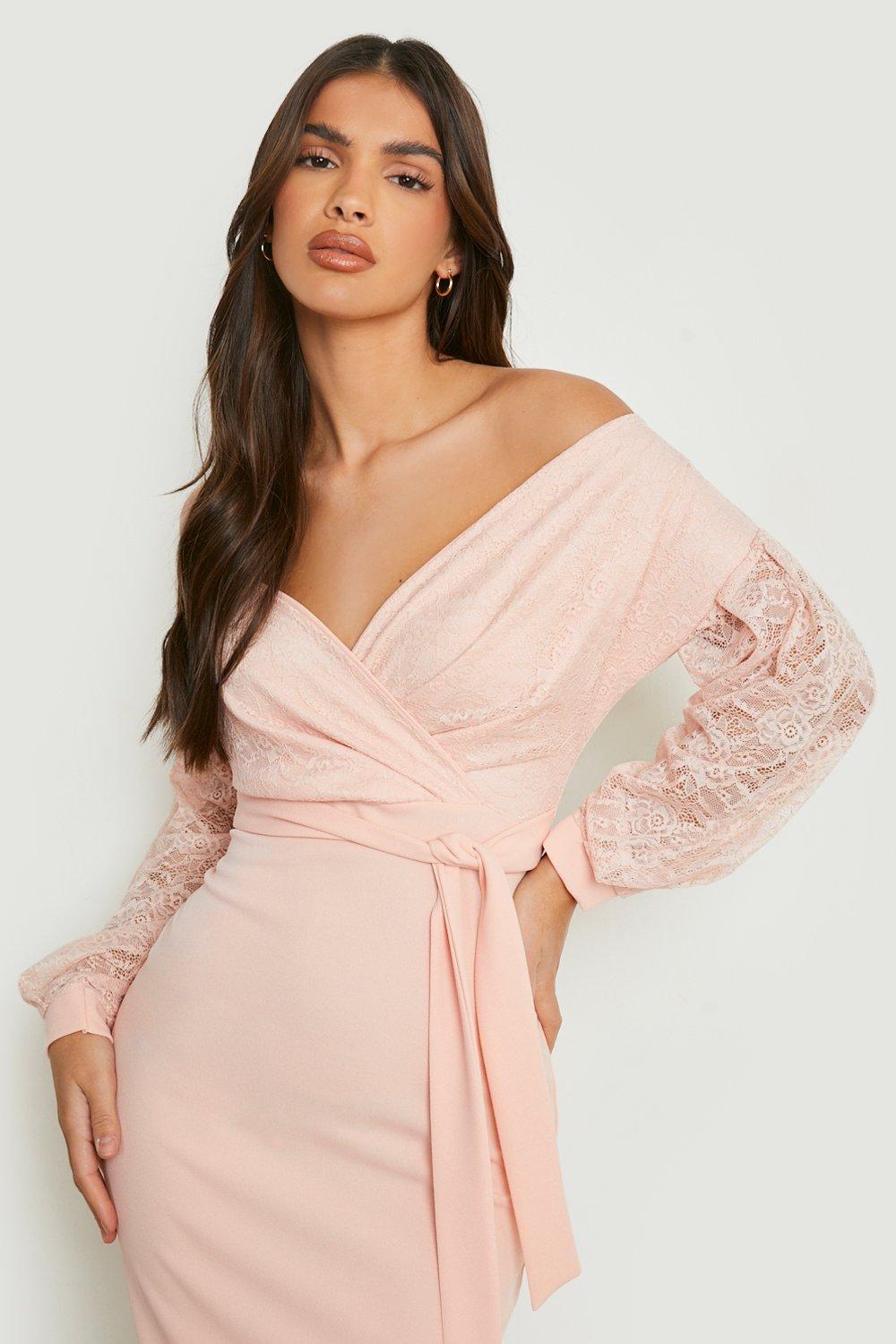 Maternity Off The Shoulder Wrap Midi Dress