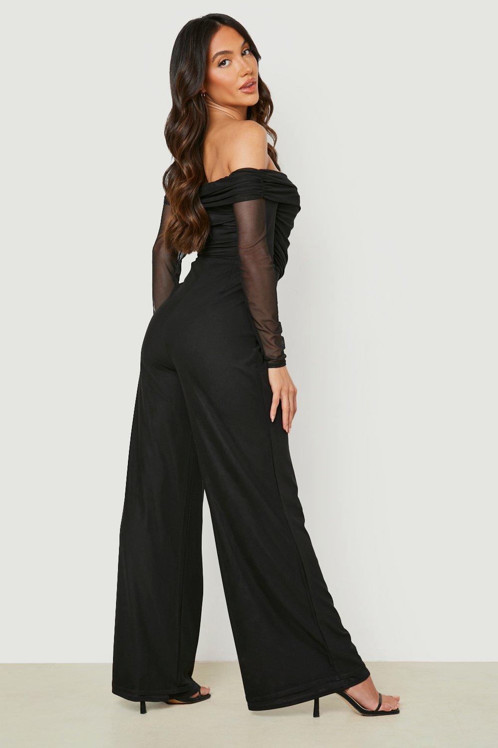 Tailored High Neck Shaped Waist Wide Leg Jumpsuit