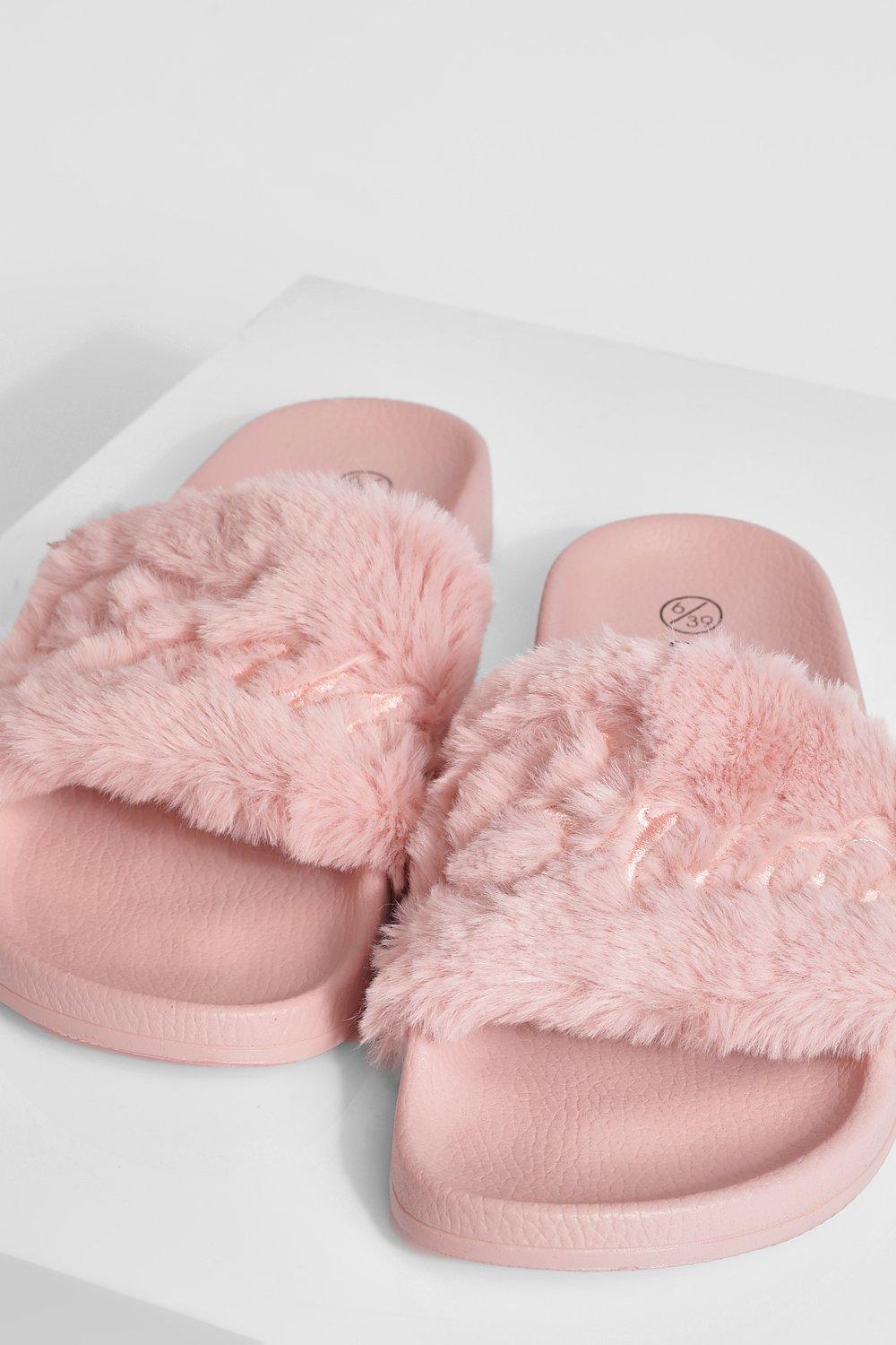 Pink faux fur on sale sliders