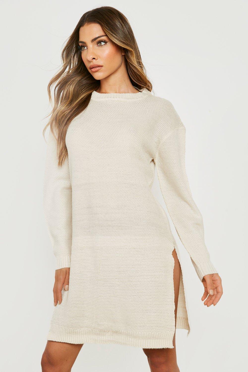 Side slit sweater outlet dress