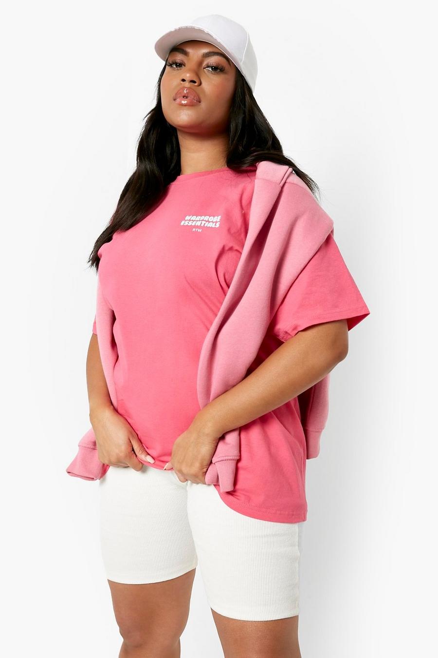 T-shirt Plus Size oversize con stampa, Fuchsia image number 1