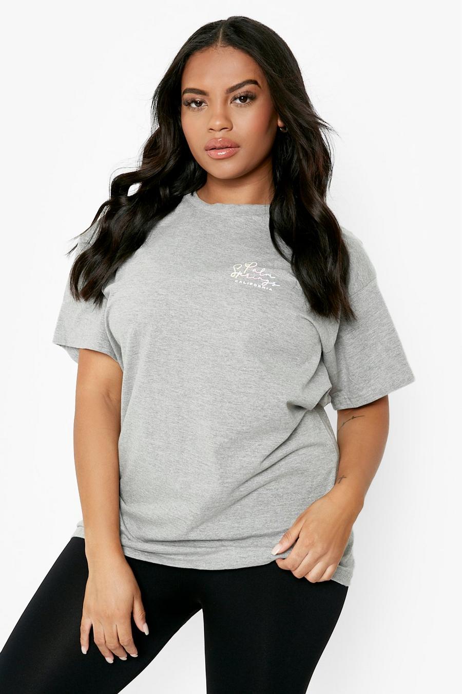 Camiseta Plus oversize con estampado de Palm Springs, Grey gris