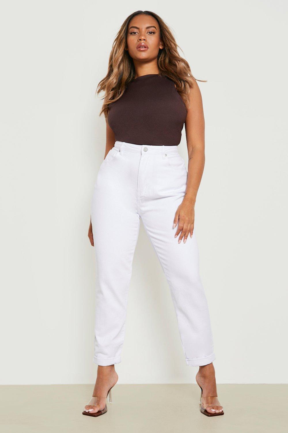 High Waisted Mom Jeans - White