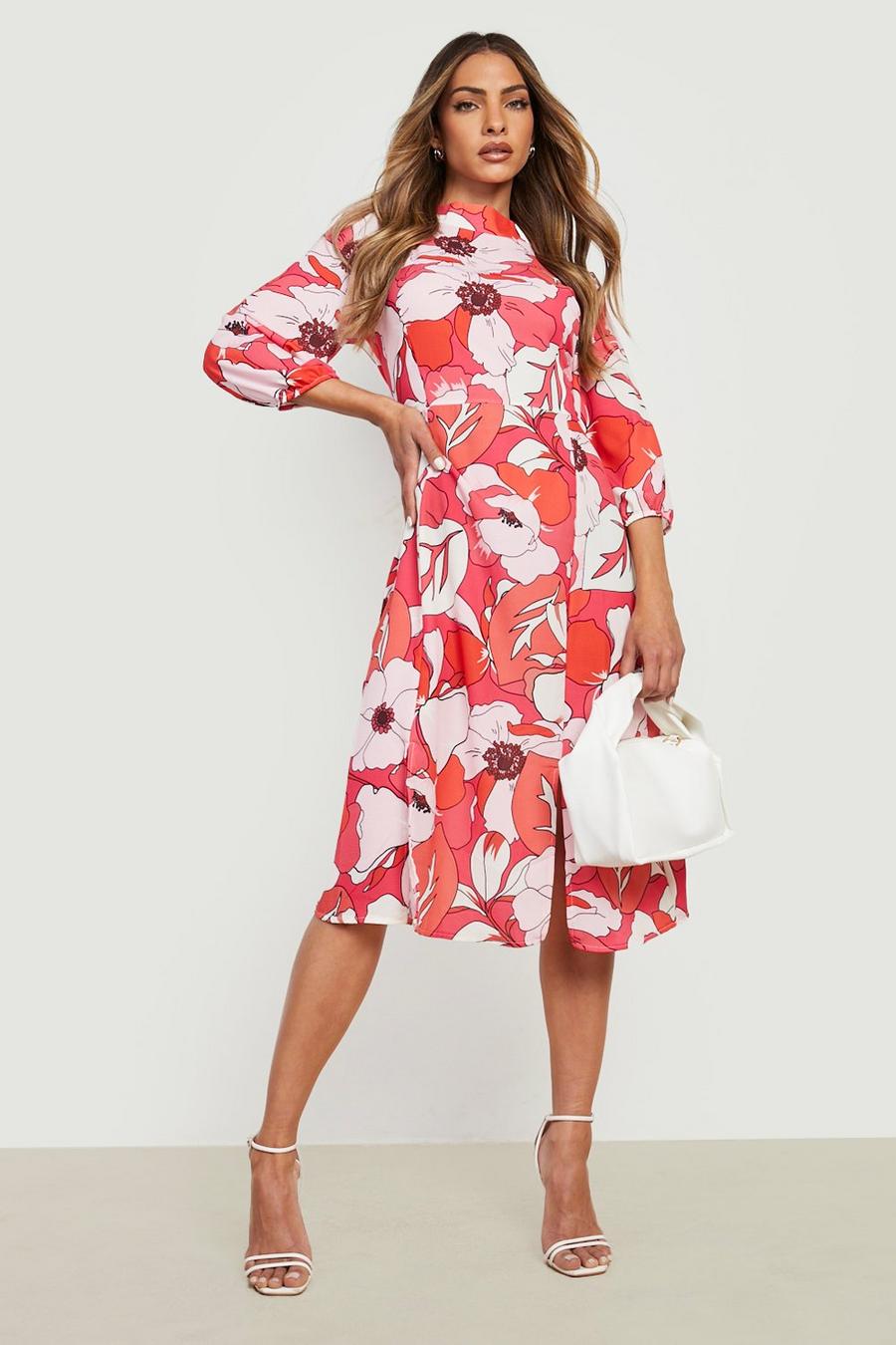 Women's Floral Split Midi Dress | Boohoo UK