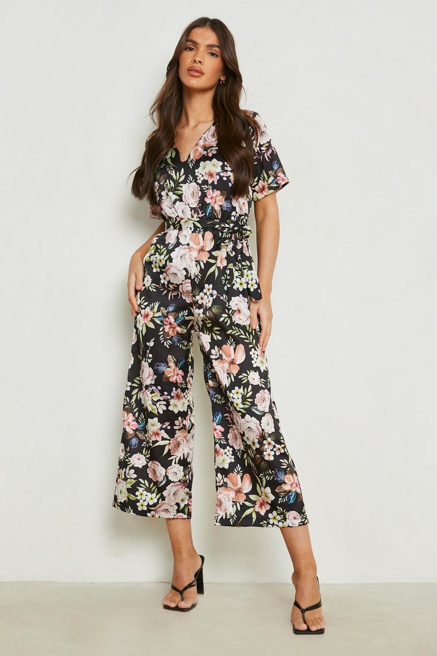 Floral Belted Culotte Jumpsuit | boohoo