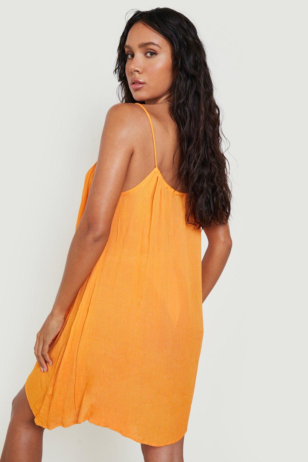 Cheesecloth Strappy Tie Front Beach Dress boohoo FI