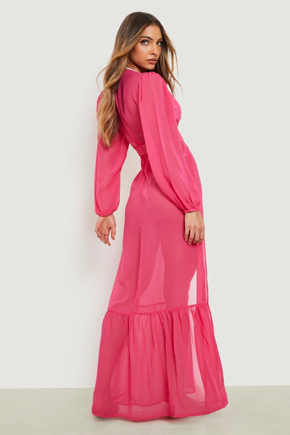 Chiffon balloon sleeve store dress