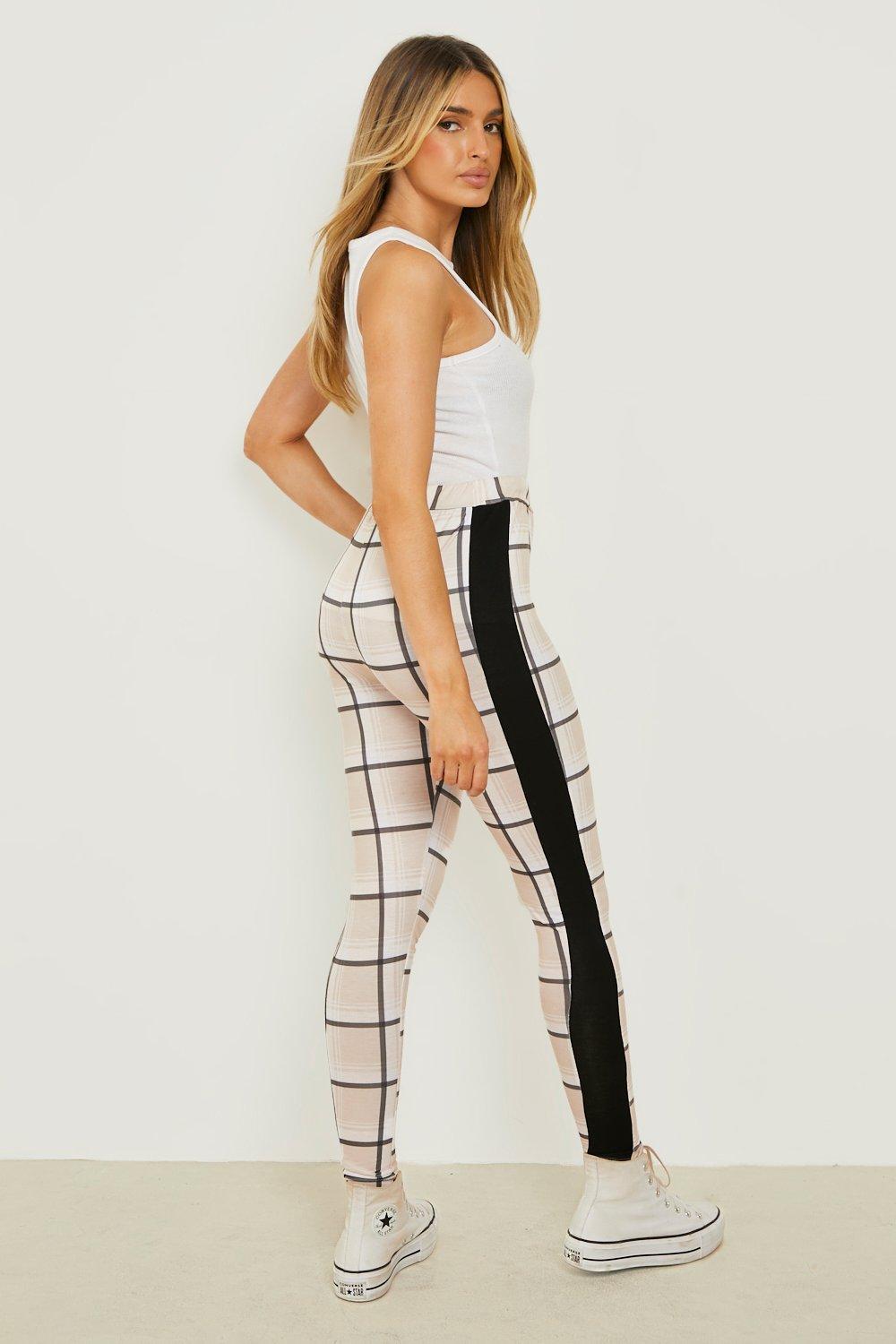 Sports Stripe High Waisted Checked Leggings boohoo NZ