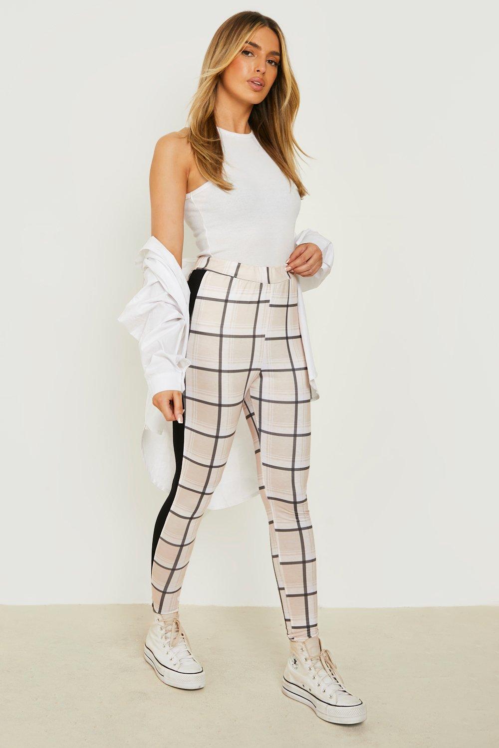 Sports Stripe High Waisted Checked Leggings boohoo NO