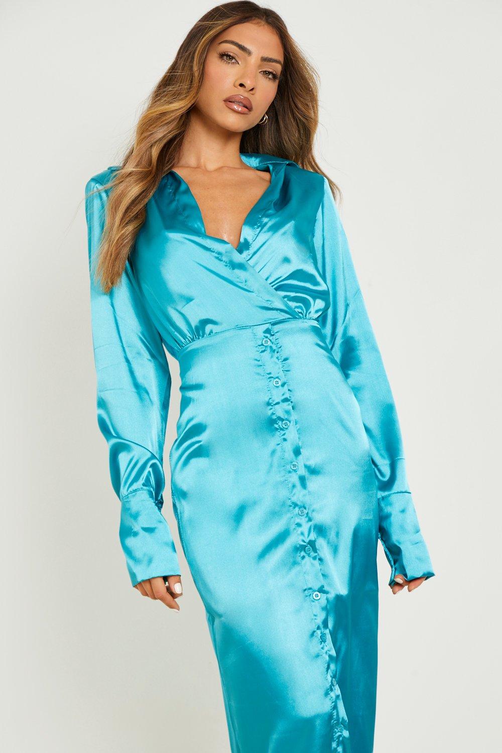 Satin maxi shirt sales dress