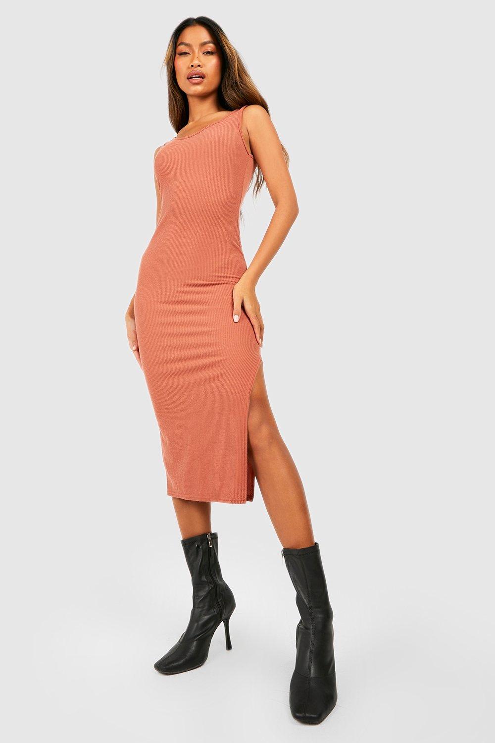 Rust bodycon midi outlet dress