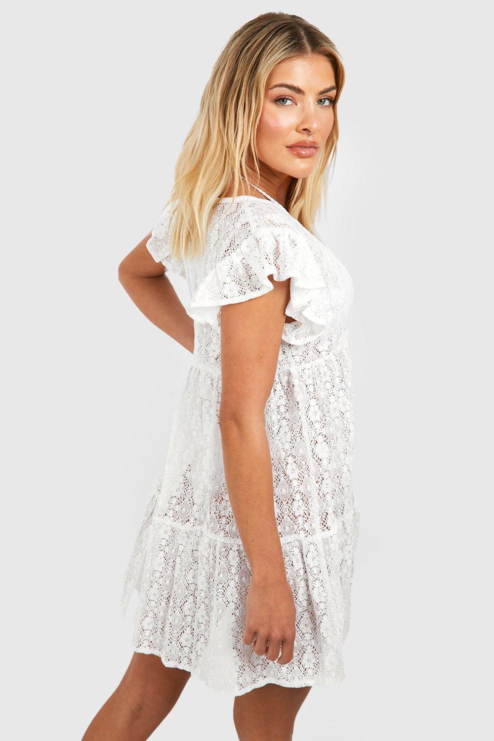 White lace shop dress boohoo