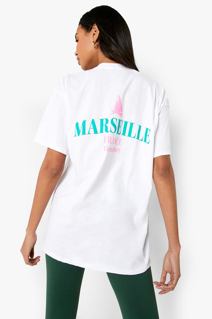 White bianco Marseille Oversized Printed T-shirt  image number 1