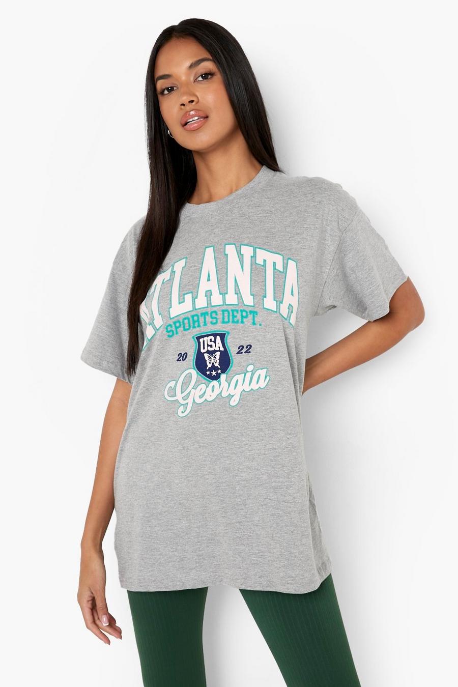 Grey Atlanta Oversized Printed T-shirt  image number 1