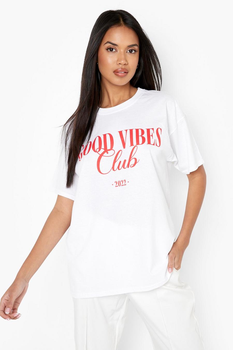 T-shirt oversize à imprimé Good Vibes, White image number 1