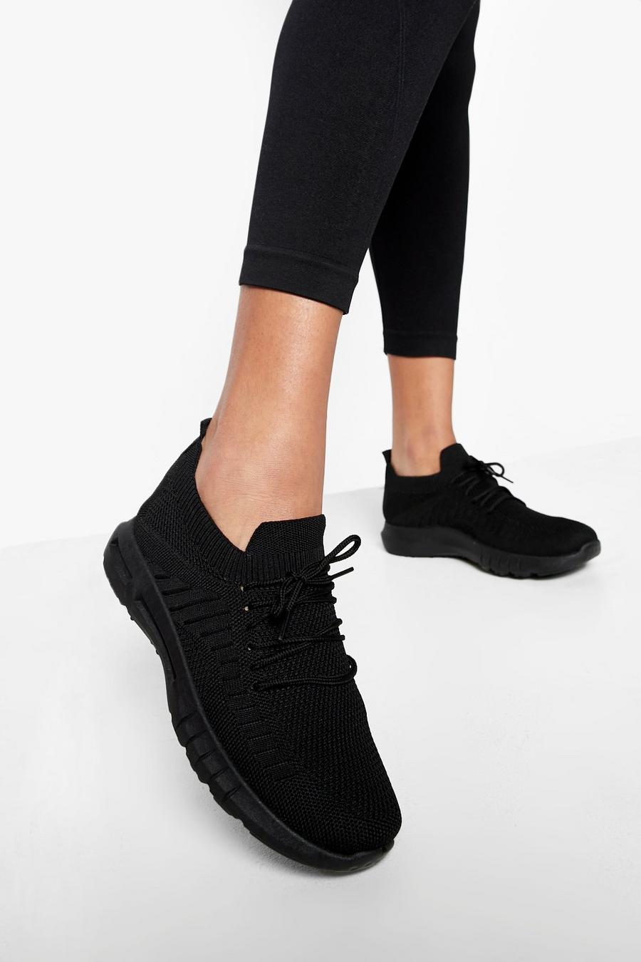 Black Knitted Sporty Sock Sneakers image number 1