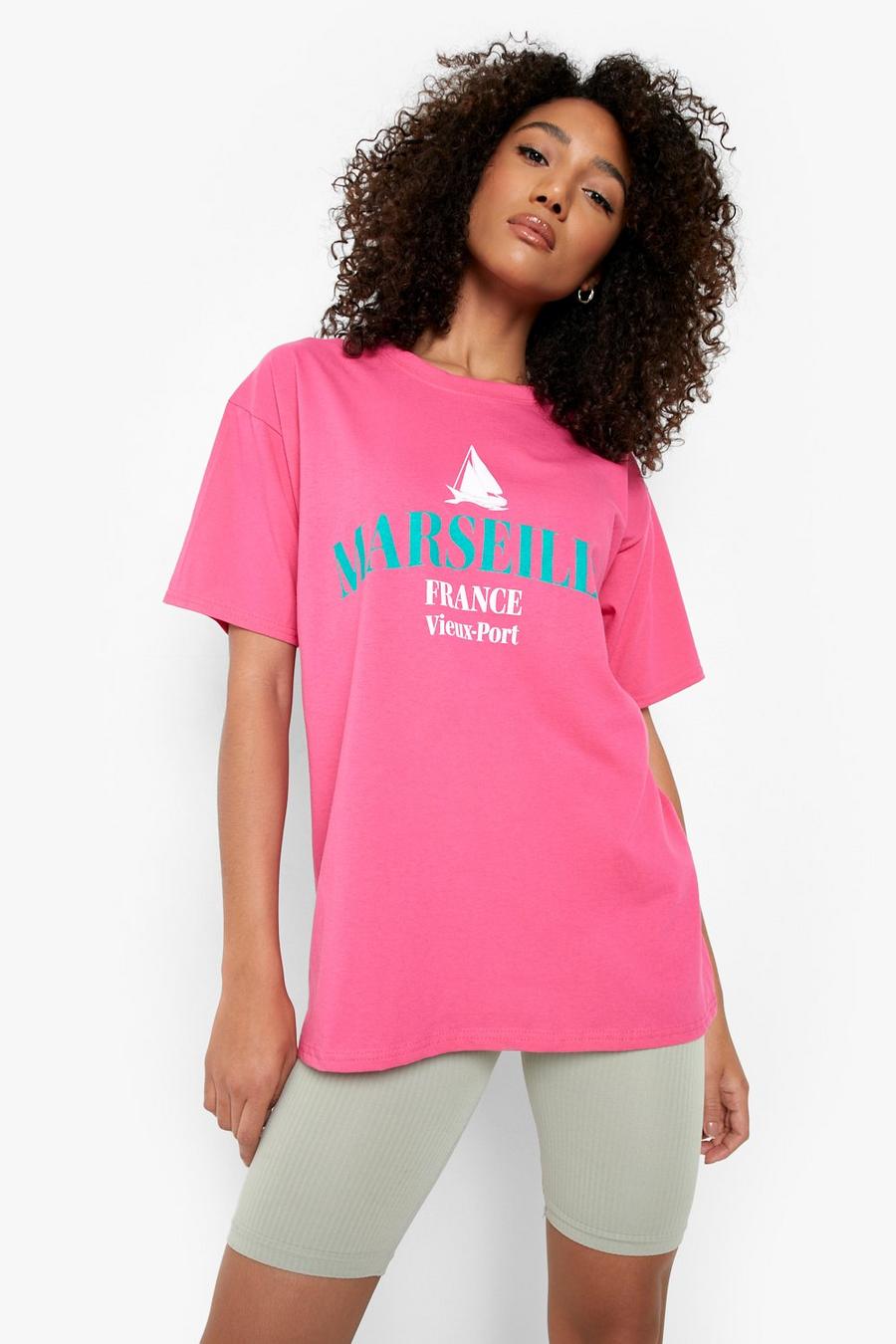 Fuchsia pink Tall Marseille Oversized Printed T-shirt
