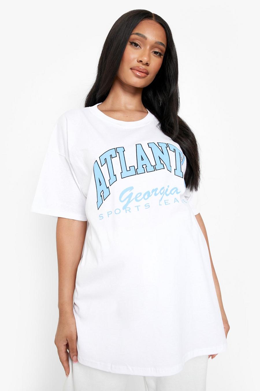 White Maternity Atlanta Oversized Graphic T-Shirt image number 1