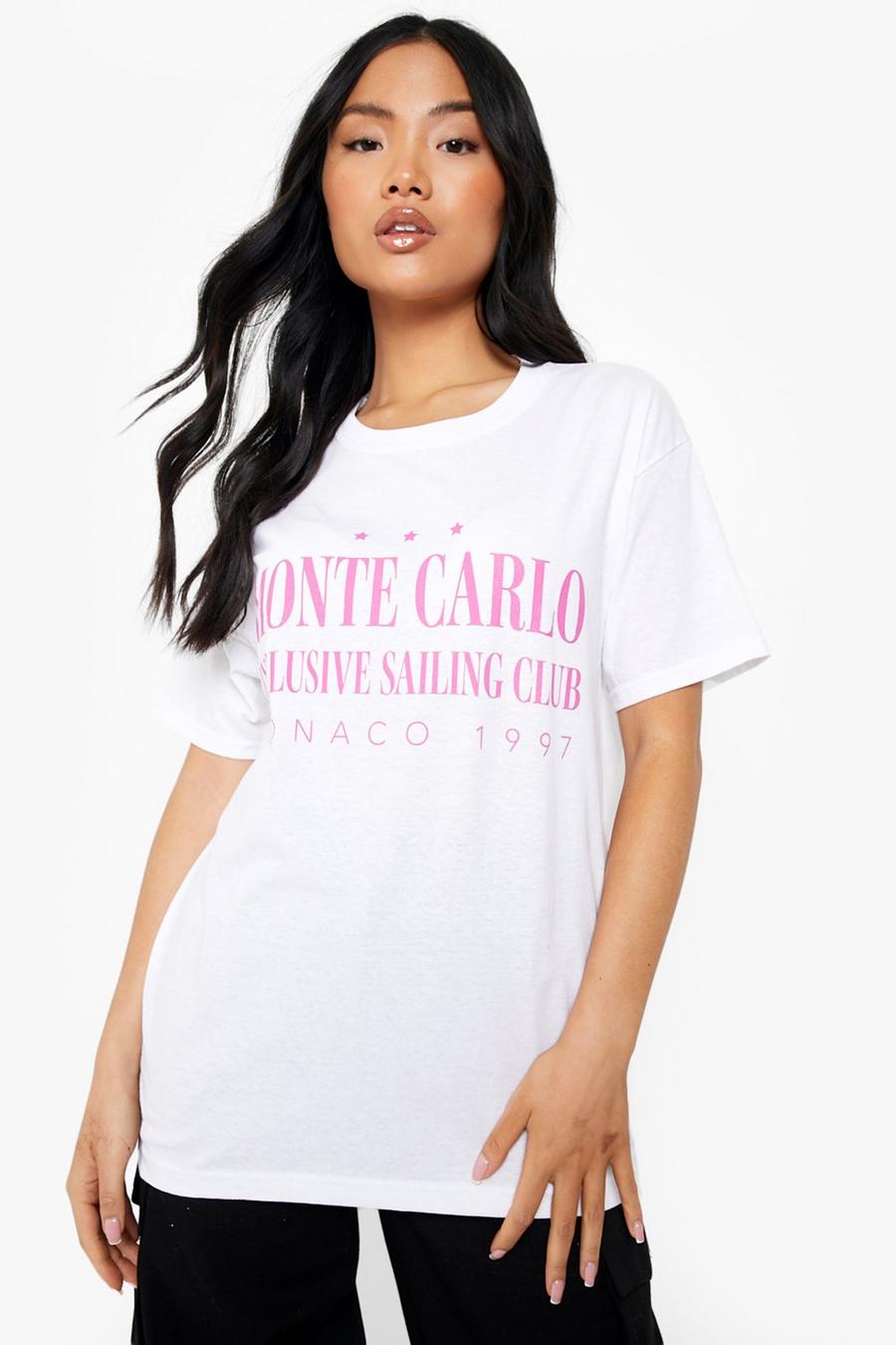 White Petite Monte Carlo Oversized Graphic T-Shirt image number 1