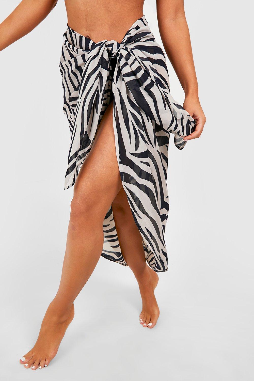 Black White Plain Beach Wrap Sarong Knot Sides Sheer Elegant - Temu