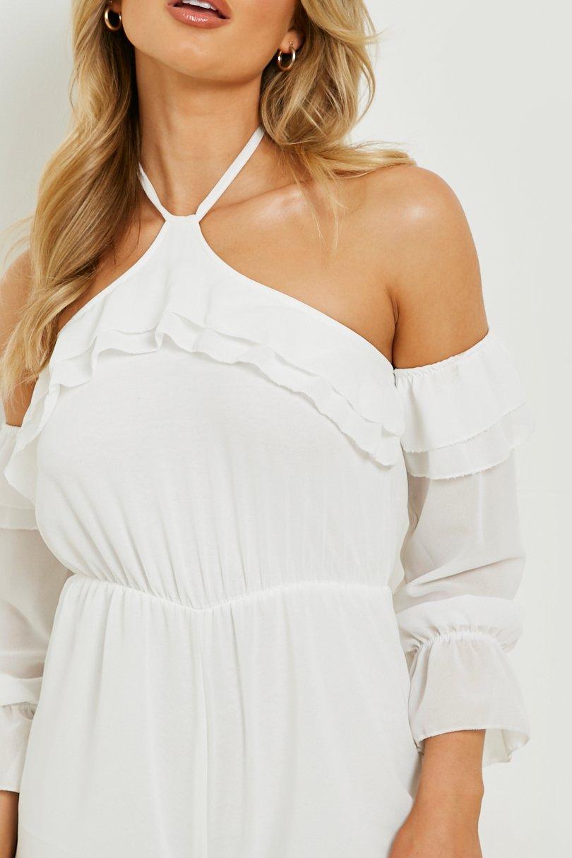 White cold hotsell shoulder romper