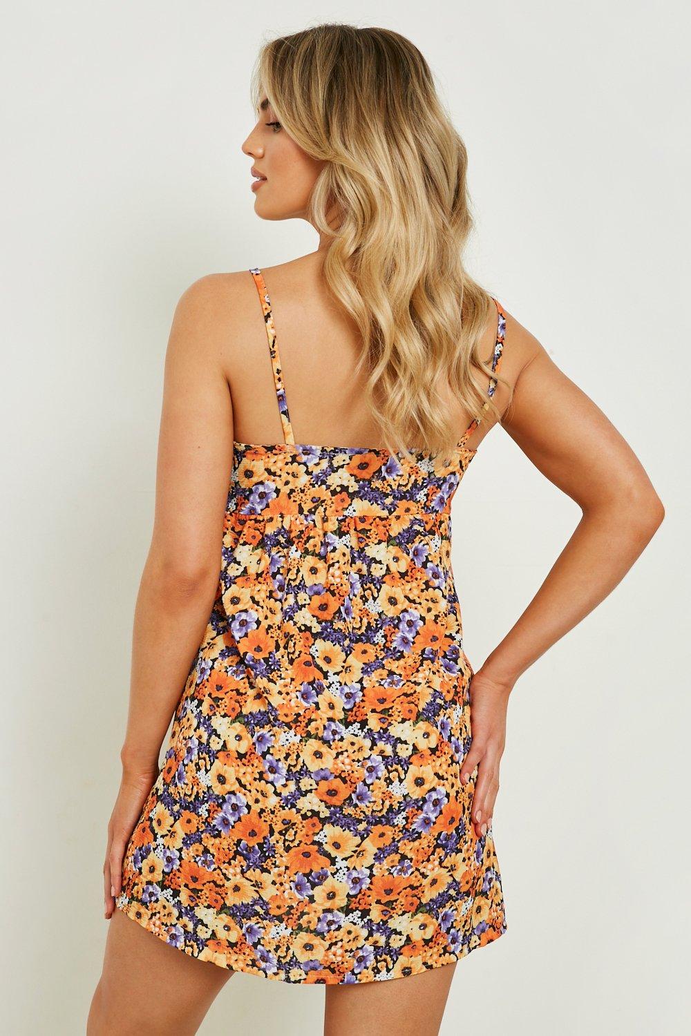 Floral Textured Woven Strappy Sundress