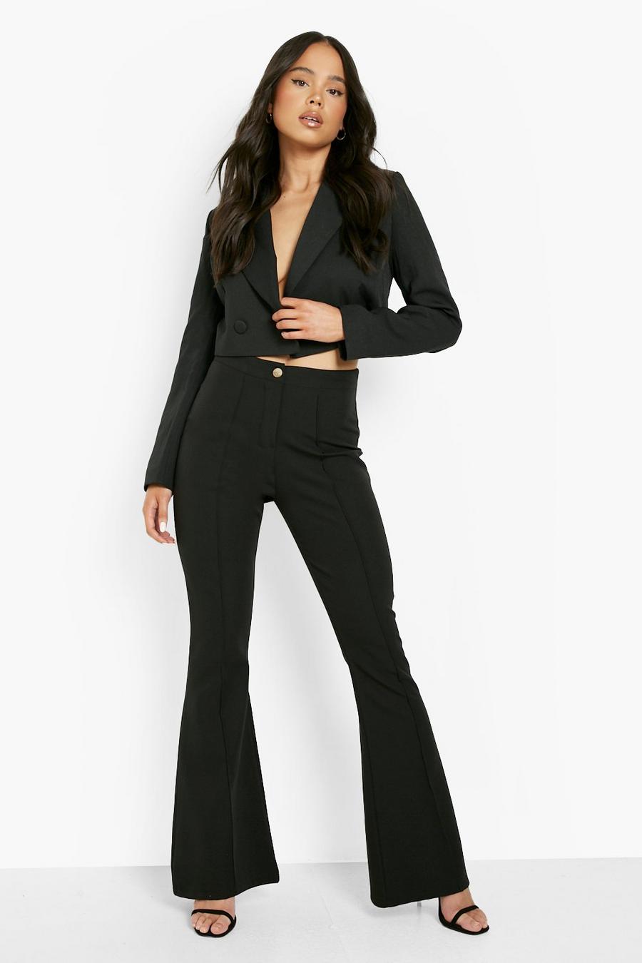 Petite Seam Detail Flared Dress Pants | boohoo USA Petite Seam Detail Flared Dress Pants | boohoo USA